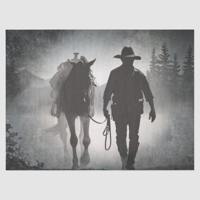 Cowboy Horse-Silhouette Seidenpapier (Vorderseite)