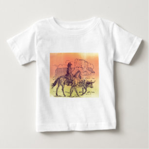 Cowboy Horse Steer Rinderkuh Western Sunset Art Baby T-shirt