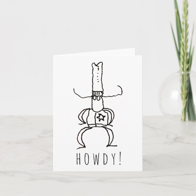 Cowboy Howdy Cartoon Drawing Doodle Folded (Vorderseite)