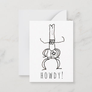 Cowboy Howdy Cartoonzeichnung Kritzelei Mitteilungskarte