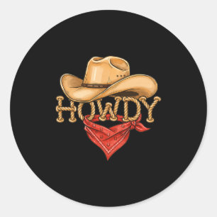 Cowboy Howdy Seil Hut Bandana Western Rodeo Design Runder Aufkleber