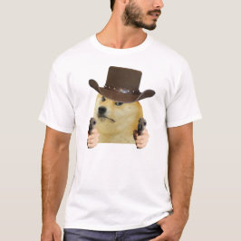 Cowboy-Hund Lustiges Meme Doge hält Pistolen Memes T-Shirt