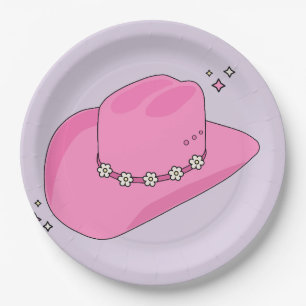 Cowboy-Hut, Lila und rosa Pappteller
