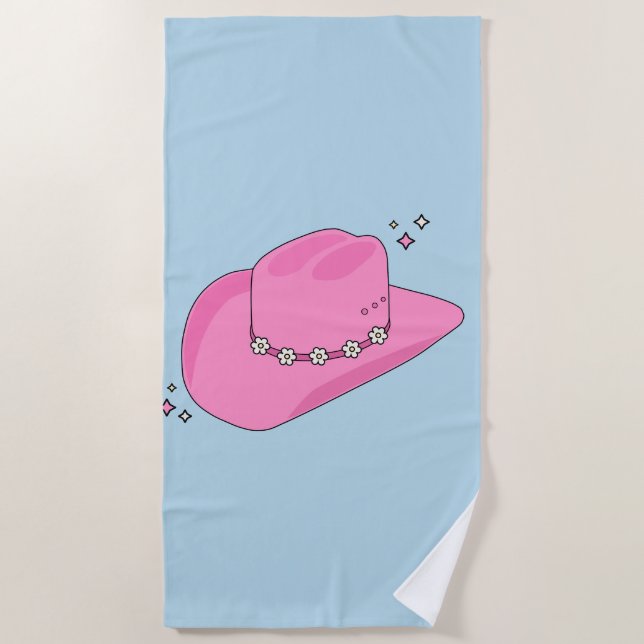 Cowboy Hut, pink und blau Strandtuch (Vorderseite)