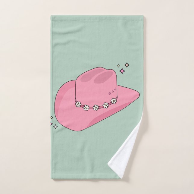Cowboy Hut, pink und grün Badhandtuch Set (Handtuch)