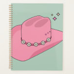 Cowboy Hut, pink und grün Planer<br><div class="desc">Cowboy-Hut - rosa und grün - Moderne und farbenfrohe Preppy Cowboy-Hut-Illustration.</div>