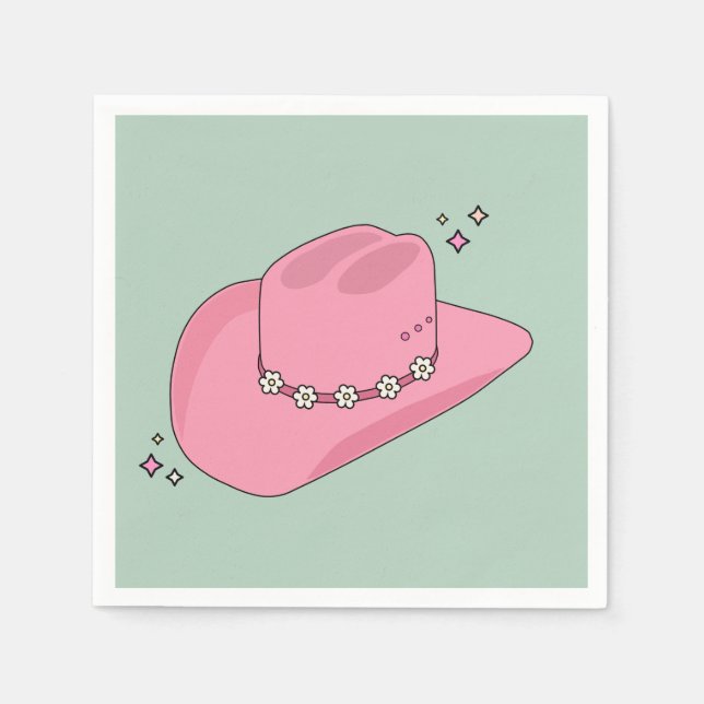 Cowboy Hut, pink und grün Serviette (Vorderseite)