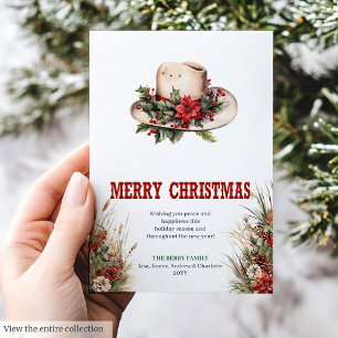 Cowboy-Hut-Prärie-Weihnachtsgrußkarte Feiertagskarte