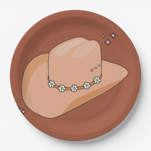 Cowboy-Hut Rost Terrakotta Pappteller