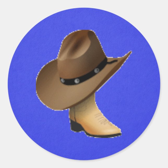 Cowboy-Hut und Boot Runder Aufkleber (Vorderseite)