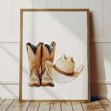 Cowboy-Hut- und Stiefel-Poster Kinderzimmer-Dekora