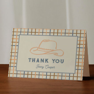 Cowboy-Hut Western Gingham Dankeskarte