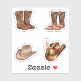 Cowboy-Hüte und Stiefel Brown Scrapbook Aufkleber
