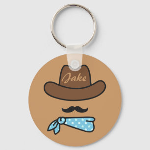 Cowboy-Ikone mit Schnurrbart Personalisierter Schl Schlüsselanhänger