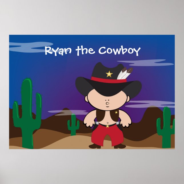 Cowboy im Nachtzimmer Dekoration Poster (Vorne)