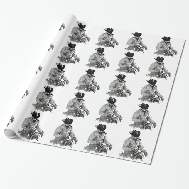 Cowboy im Sattel: Ursprüngliches Geschenkpapier (Ungerollt)