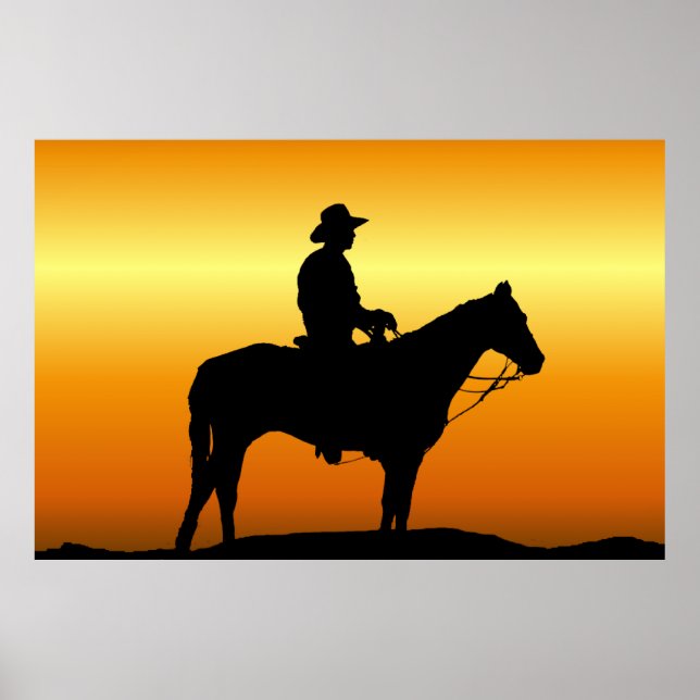 Cowboy im Sunset Wall Mural Poster (Vorne)