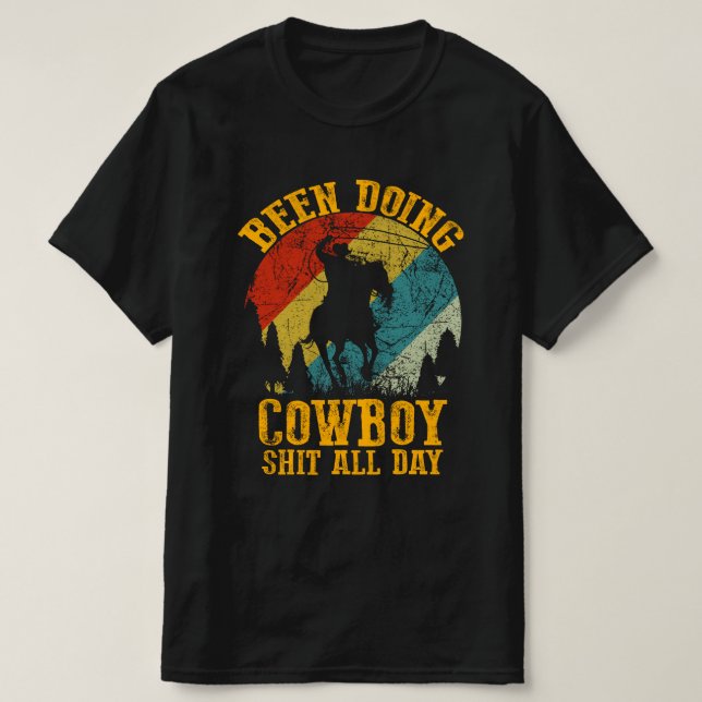 Cowboy im Vintagen Stil T-Shirt (Design vorne)