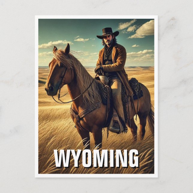 Cowboy in Wyoming Travel Souvenir Postkarte (Vorderseite)