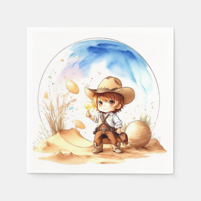 Cowboy-Inspiriert Theme Baby Boy Shower Serviette (Vorderseite)