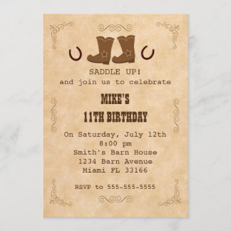 Cowboy Invitation Boy Girl Birthday Party Western Einladung