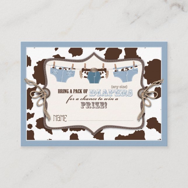 Cowboy Jeans and Chaps Diaper Raffle Ticket Begleitkarte (Vorderseite)