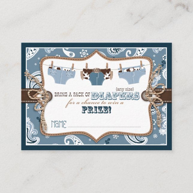 Cowboy Jeans and Chaps Diaper Raffle Ticket Begleitkarte (Vorderseite)