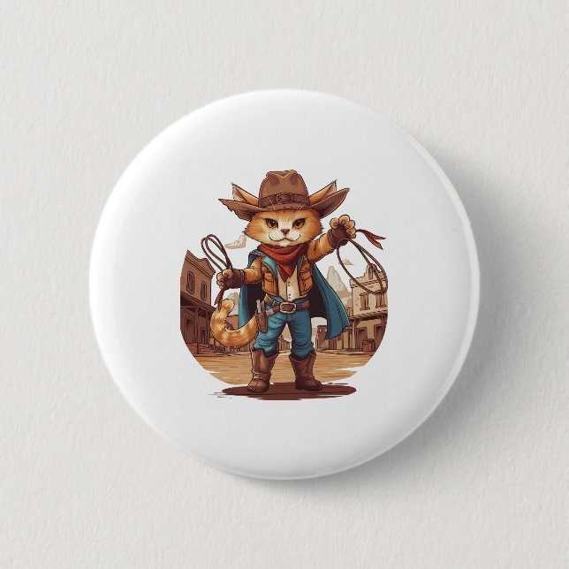 Cowboy-Katze Button (Vorderseite)
