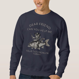 Cowboy-Katze, die Fisch reitet Sweatshirt