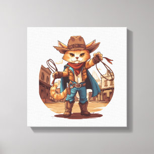 Cowboy-Katze Leinwanddruck