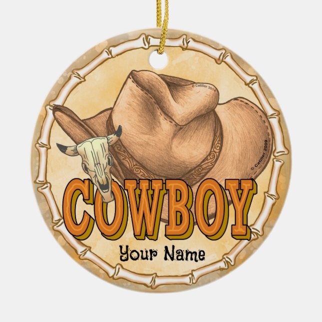 Cowboy Keramik Ornament (Vorne)