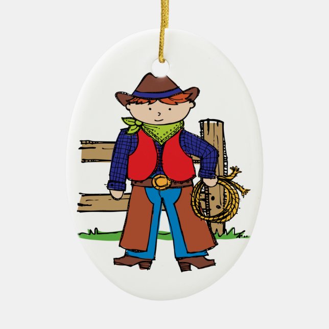 Cowboy Keramik Ornament (Vorne)