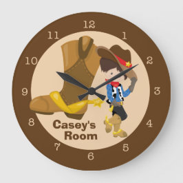 Cowboy Kids Room Große Wanduhr