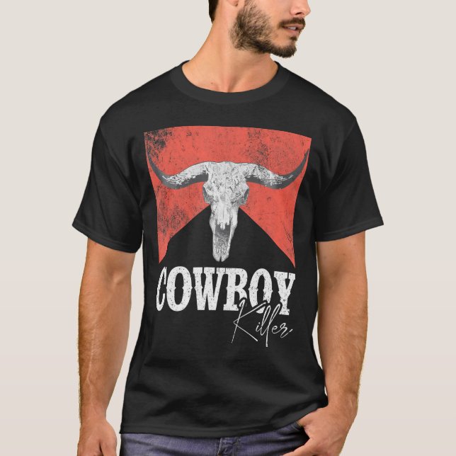 Cowboy Killers Bull Skull Howdy Punchy Western Cou T-Shirt (Vorderseite)