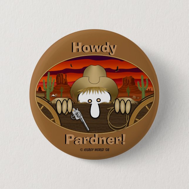 Cowboy Kilroy Knopf Button (Vorderseite)