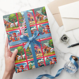 Cowboy Kinder dekorieren Weihnachtsbaum Geschenkpapier