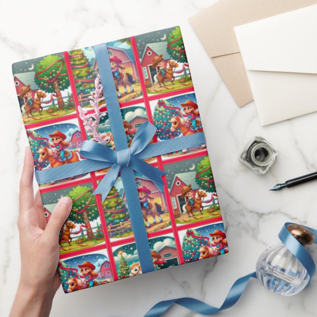 Cowboy Kinder dekorieren Weihnachtsbaum Geschenkpapier (Schenken)