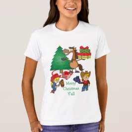 Cowboy Kinder und Pferde Cartoon T - Shirt