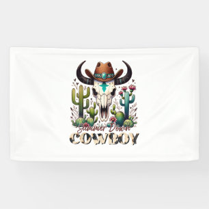 Cowboy-Kuh Skull-Western-Kaktus Banner