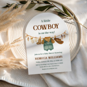 Cowboy Kuhdruck Wäscheleine Western Babyparty Einladung