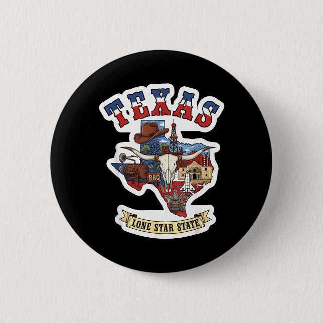 Cowboy-Kultur des Bundesstaates Texas Southern Sty Button (Vorderseite)