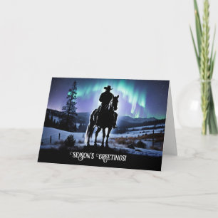 Cowboy-Land Western Northern Lights Weihnachten Karte