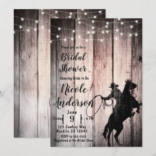 Cowboy-Landhochzeit im rustikalen Holzscheunen-Sti Einladung