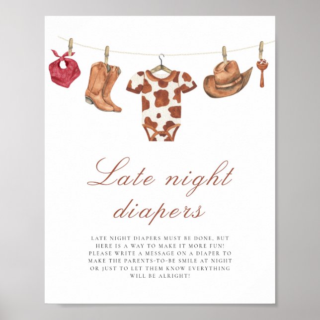 Cowboy - Late night diapers game Poster (Vorne)