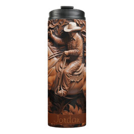 Cowboy Leather Look Brown Pferd Thermosbecher