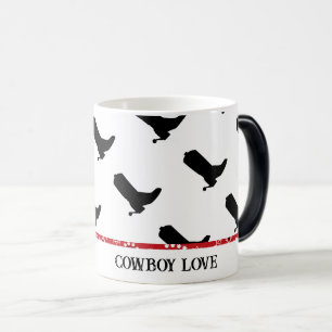 Cowboy Liebe Boots Silhouette Pattern Red Bandana Verwandlungstasse