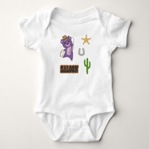 Cowboy Lila Niedlicher Bär Saloon Western Baby Strampler