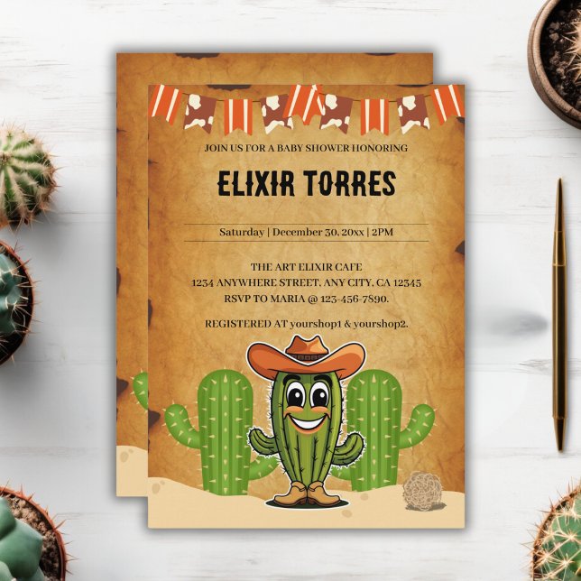 Cowboy Little Cactie Cactus Baby Shower Einladung (Von Creator hochgeladen)