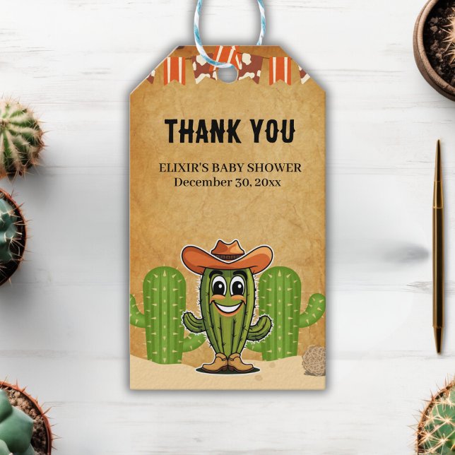Cowboy Little Cactie Cactus Baby Shower Geschenkanhänger (Von Creator hochgeladen)