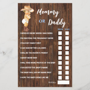 Cowboy-Mama oder Vater Said Baby Shooting Game Car Flyer